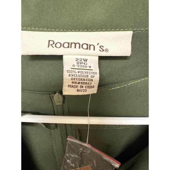 Roaman's 2 PC Olive Green Gold Beading Tank Midi Dress and Jacket NWOT SZ 22W - Picture 3 of 6